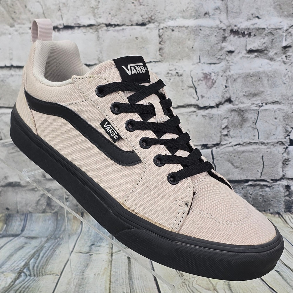 Vans Filmore Mixed Canvas Taupe Sneakers Mens 8.5 Black Sidestripe Skate Shoes